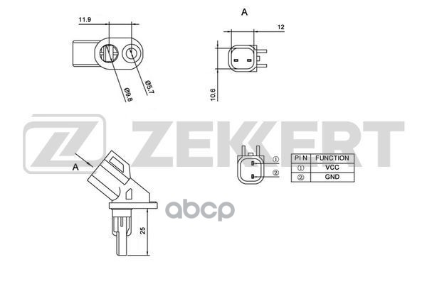 Датчик ABS передн. Ford Focus II 04-  Mondeo IV 07-  Galaxy II 06-  C-Max I  II 07-  Mazda 3 I  II 0 Zekkert арт. se-6056