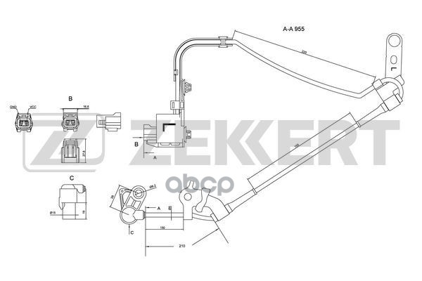 Датчик ABS передн. лев. Mazda 6 02- Zekkert арт. se-6072