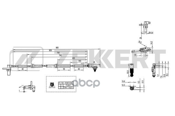 Датчик ABS передн. Lada Kalina 04-  Granta 11-  Priora 07- Zekkert арт. se-6113
