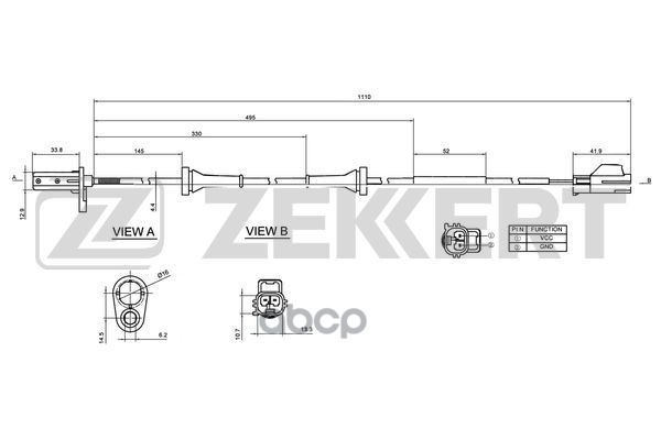 Датчик ABS передн. прав. Volvo S60 00-  V70 II 99-  XC70 00-  S80 98- Zekkert арт. se-6145