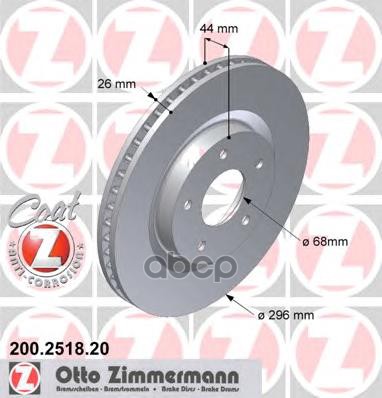 Диск тормозной передний NISSAN Qashqai 06-> ZIMMERMANN 200.2518.20 Zimmermann арт. 200.2518.20