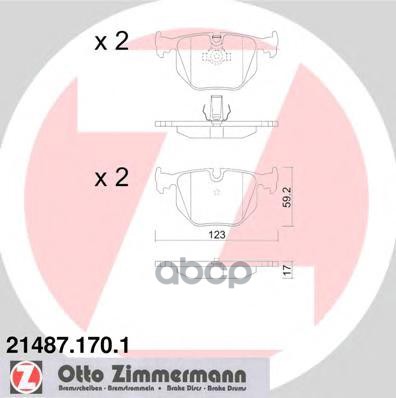 Колодки тормозные дисковые BMW  Honda Zimmermann арт. 21487.170.1