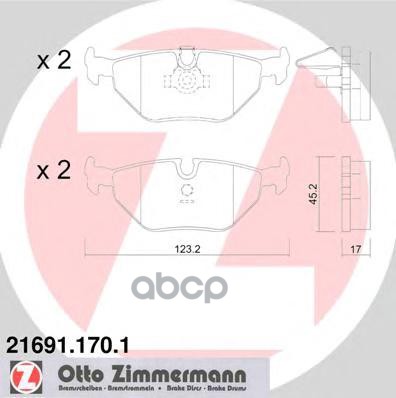Колодки тормозные задние BMW 5 (E39) 520-540 95-04 ZIMMERMANN 21691.170.1 Zimmermann арт. 21691.170.1