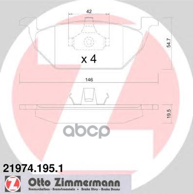Колодки тормозные дисковые Audi  Seat  Skoda  VW Zimmermann арт. 21974.195.1
