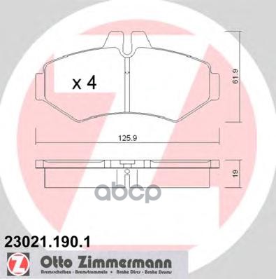 Колодки тормозные зад. ZIMMERMANN 23021.190.1 Zimmermann арт. 23021.190.1