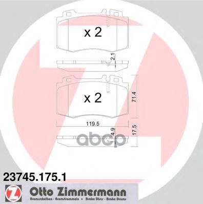 Колодки Тормозные Дисковые Mercedes Zimmermann арт. 23745.175.1