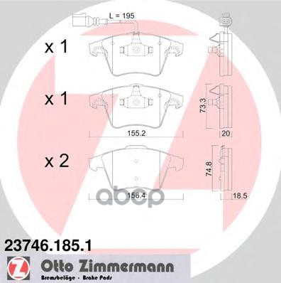 Колодки тормозные дисковые ZIMMERMANN 23746.185.1 Zimmermann арт. 23746.185.1