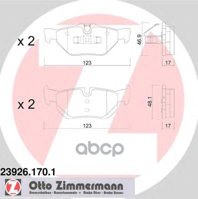 КОЛОДКИ ТОРМ BMW 1 E81/E87 3 E90/E91/E93/E92 R 05/09- ZIMMERMANN 239261701 Zimmermann арт. 239261701