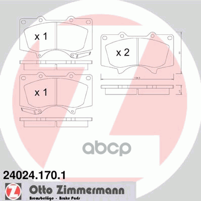 Колодки тормозные дисковые Toyota  Lexus Zimmermann арт. 24024.170.1