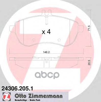 Колодки тормозные дисковые передние MB W204, W212 ZIMMERMANN 243062051 Zimmermann арт. 243062051