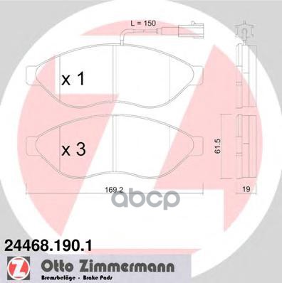 Колодки Тормозные Дисковые Citroen  Peugeot  Fiat Zimmermann арт. 24468.190.1