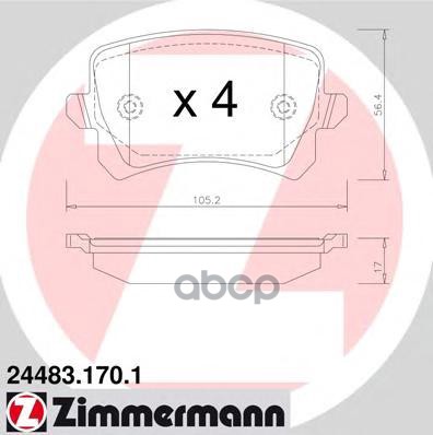 Колодки тормозные дисковые VAG Zimmermann арт. 24483.170.1