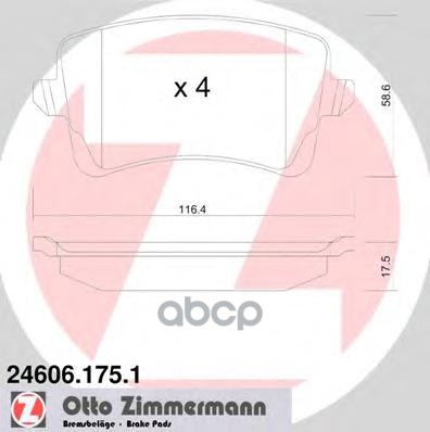 Колодки тормозные дисковые AUDI Zimmermann арт. 24606.175.1