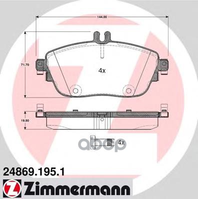 Колодки тормозные дисковые Mercedes Benz Zimmermann арт. 24869.195.1