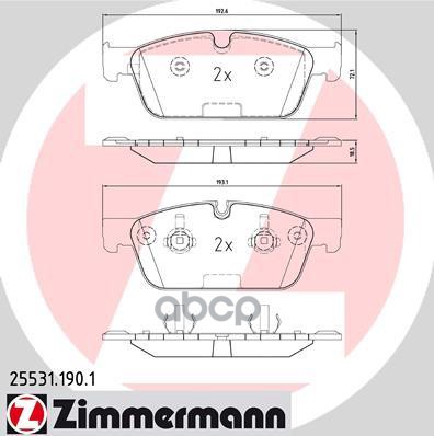 Колодки передние MB GL-X166 / GLE-W166/C292 / GLS-X166 / ML-W166 ZIMMERMANN 25531.190.1 Zimmermann арт. 25531.190.1