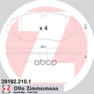 Колодки тормозные пер. MB Sprinter, Vito, VW Crafter MB W639/3/5T-Sprinter/VW Crafter 30-50/Type Brembo ZIMMERMANN 29192.210....