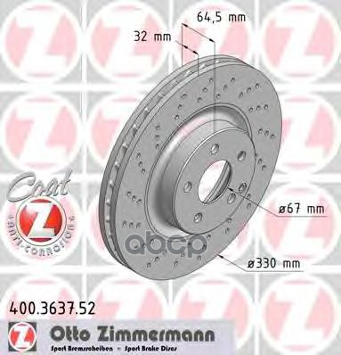 Диск тормозной MB ZIMMERMANN 400363752 Zimmermann арт. 400363752