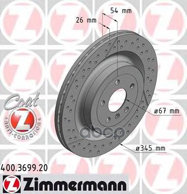 ДИСК ТОРМОЗНОЙ GL-KLASSE (X166) GL 63 AMG 4-matic (166.874) 07.2012 -  400369920 Zimmermann арт. 400369920