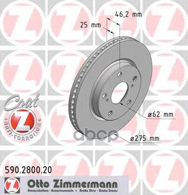 Диск тормозной (заказывать 2шт./цена за 1шт.) TOYOTA RAV 4 III 05-> Zimmermann арт. 590.2800.20