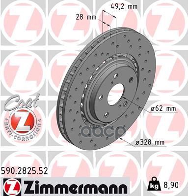 Диск тормозной спортивный ZIMMERMANN 590.2825.52 Zimmermann арт. 590.2825.52