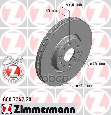 Диск тормозной ZIMMERMANN 600.3242.20 Zimmermann арт. 600.3242.20