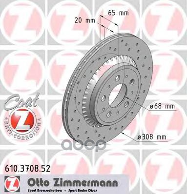 Диск Тормозной (Заказывать 2Шт./Цена За1шт.) Volvo Sport  Volvo Xc90i 02->/Xc90ii 14-> Zimmermann арт. 610.3708.52