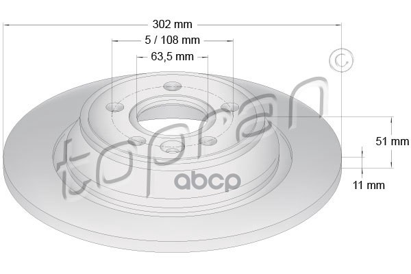 Диск Тормозной (Замена Для Hp-303969755) topran арт. 303969001